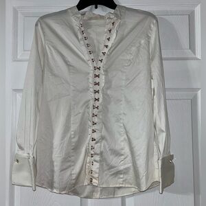 Soft Surroundings Women’s White With Copper Fasteners Blouse Top